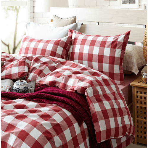 Red and White Plaid Duvet Cover Set- Jesmine Australia