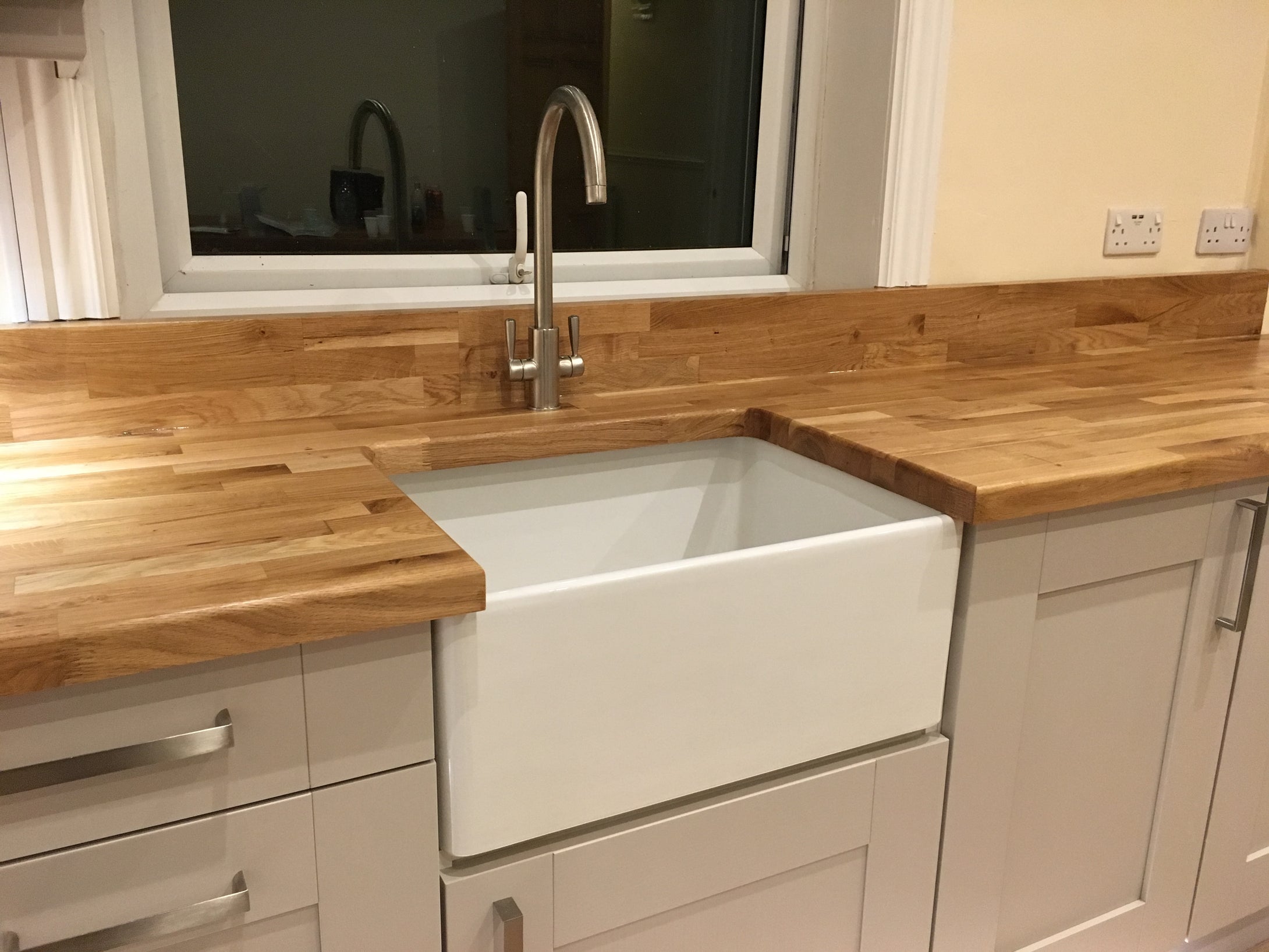 Solid Oak Worktops Belfast Sink Kitchen Supplied Fit Niche