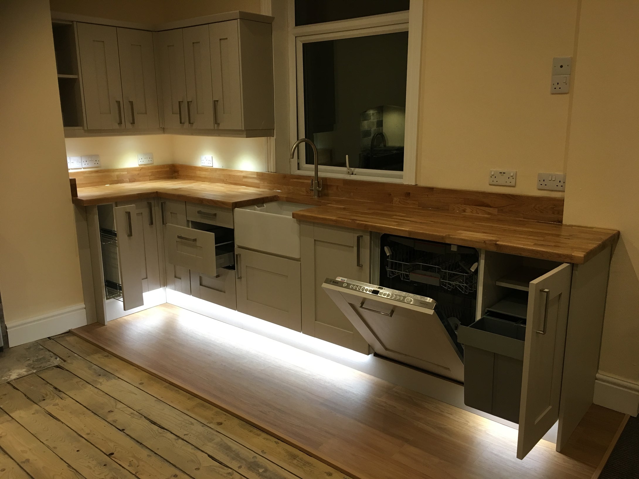 Solid Oak Worktops Belfast Sink Kitchen Supplied Fit Niche