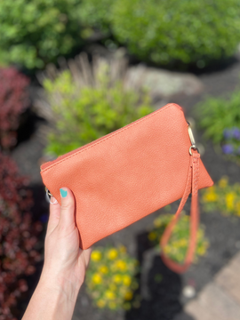 Riley Crossbody Wristlet in Burnt Coral