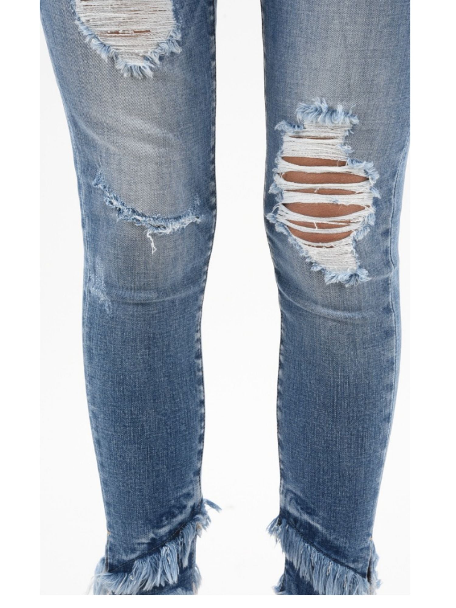 fringe ankle skinny jeans