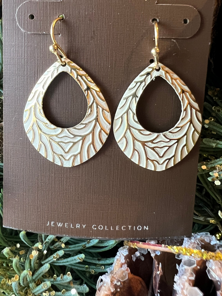 Gold Ivory Feathered Earring