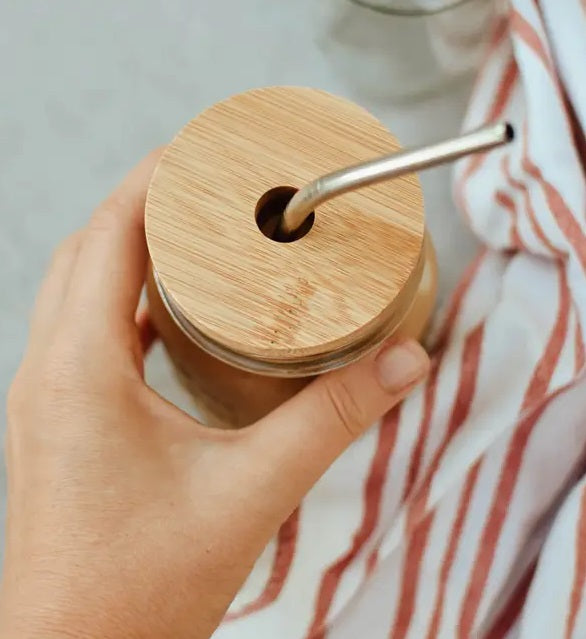 Mason Jar Cups With Lids And Straws Glass Cups With Bamboo - Temu