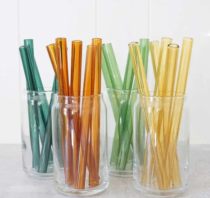 NewHome 16oz. Mason Jar Cups w/Bamboo Lids Glass Straws & Cleaning Brush in Transparent