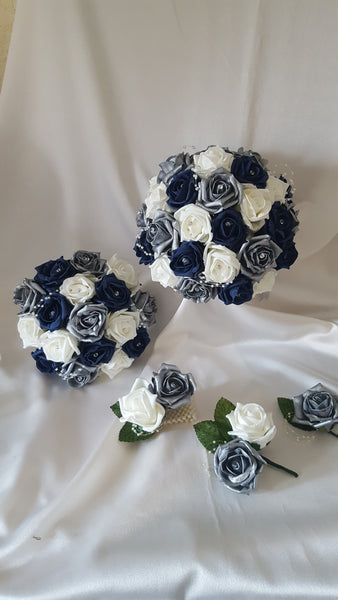 Blue And Gray Wedding Flowers