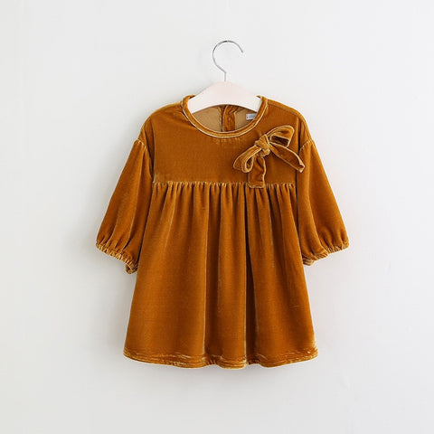 Baby Girl Isabella Velour Bow Tunic Dress