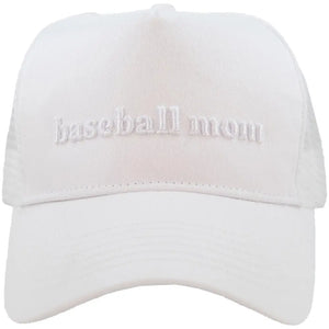 White on White Baseball Mom Hat - Poppies & Lace 