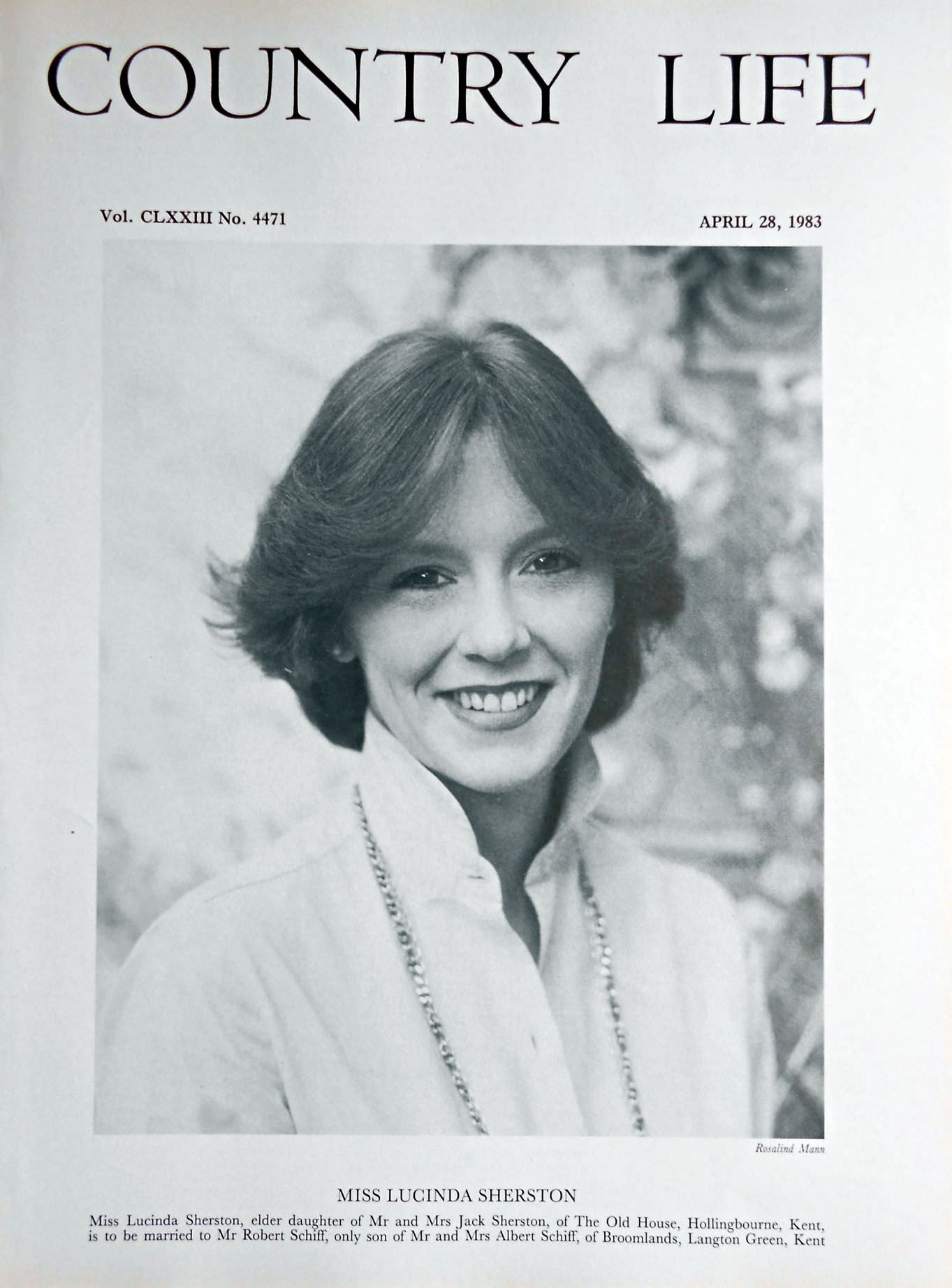 Miss Lucinda Sherston Country Life Magazine Portrait April 28, 1983 Vo ...