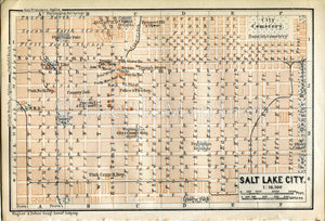 1899 Minneapolis, St Paul, Minnesota, United States, Antique Baedeker Map,  Print