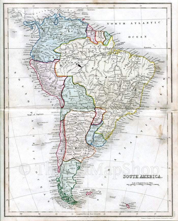 Colombia And Brazil Map C.1840 South America, Antique Map, Brazil, Argentina, Chili, Bolivia, – The  Old Map Shop