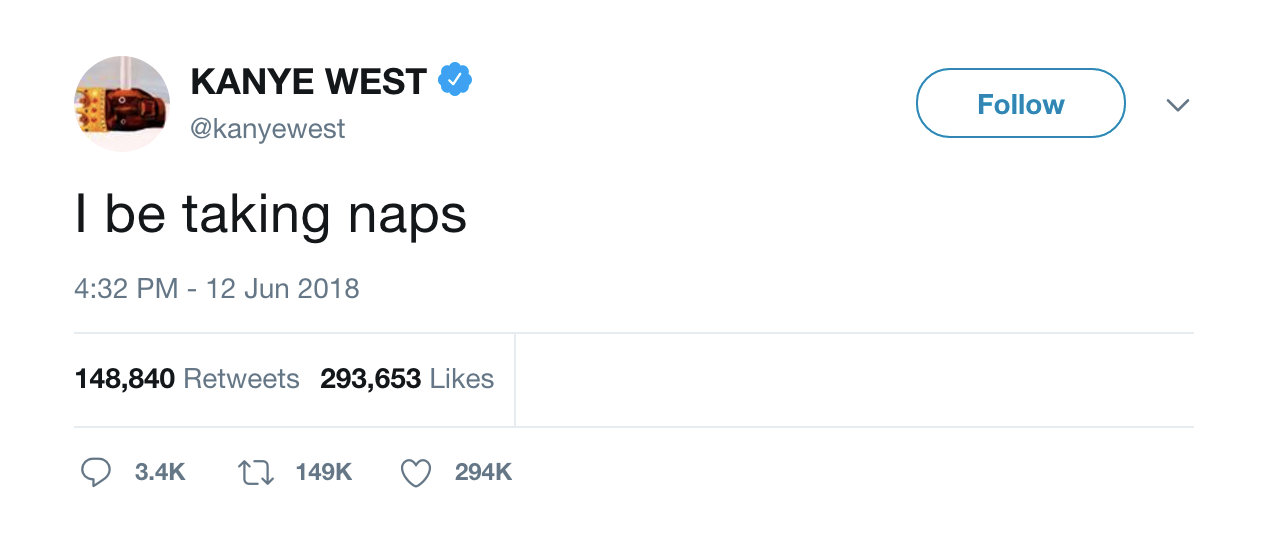 Kanye West tweet I be taking naps