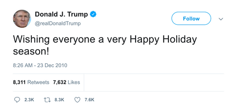 Donald Trump Happy Holidays tweet