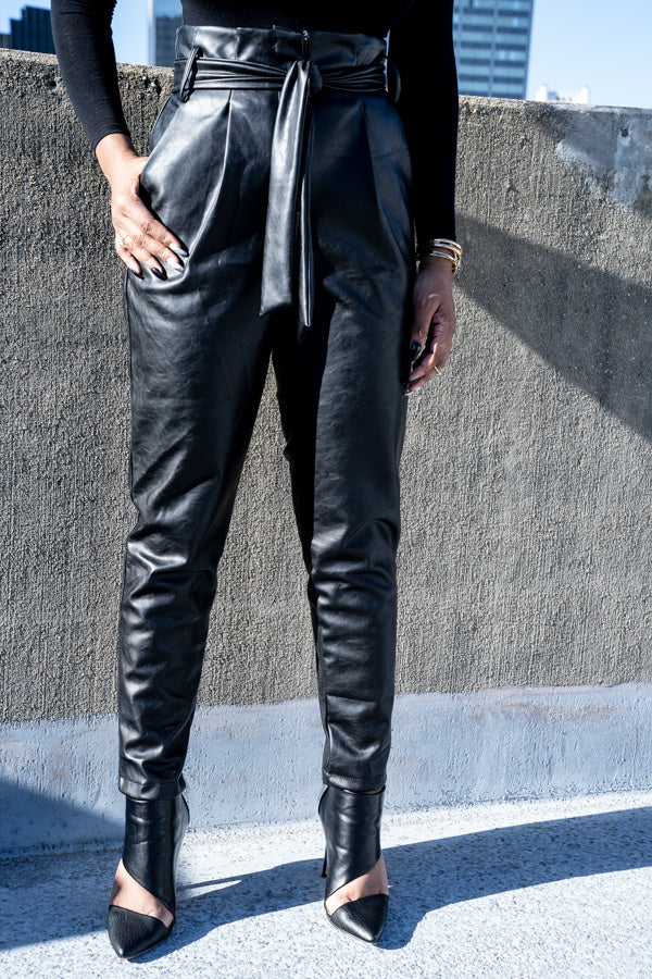 black vegan leather pants
