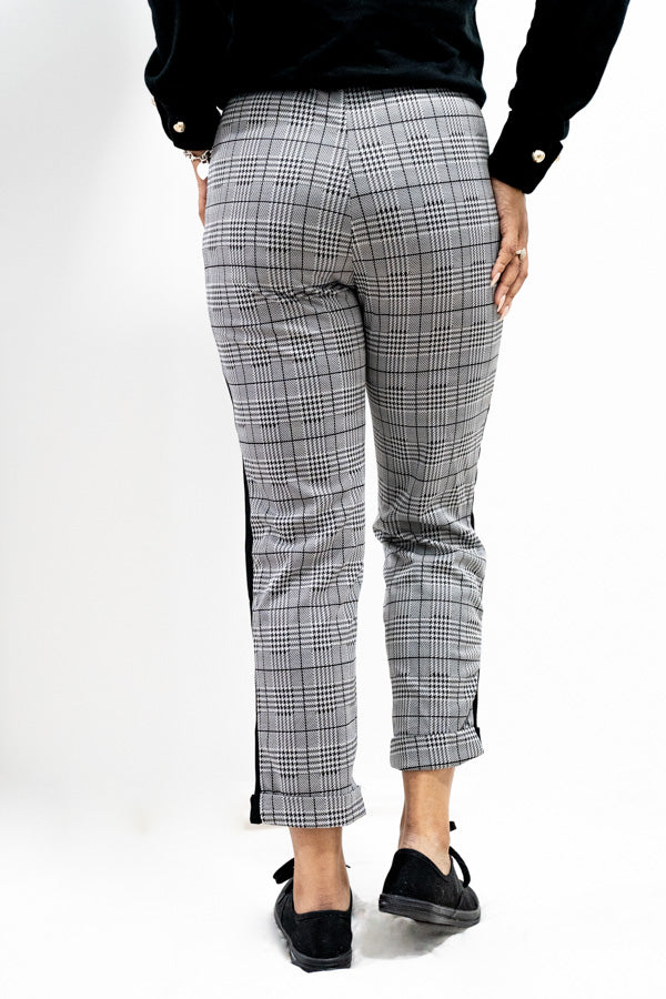 checkered side stripe pants