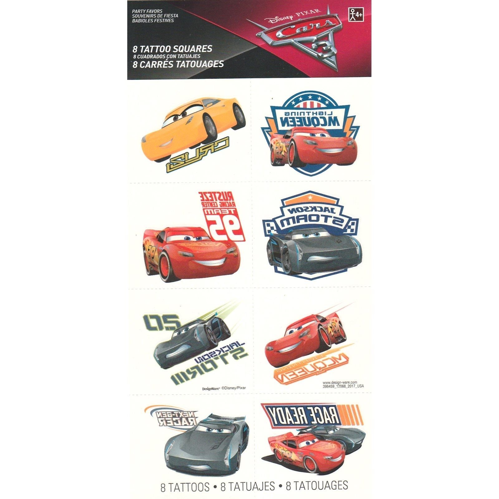 Amazoncom Disney Studios Cars Tattoos  75 Assorted Cars 3 Temporary  Tattoos  Beauty  Personal Care