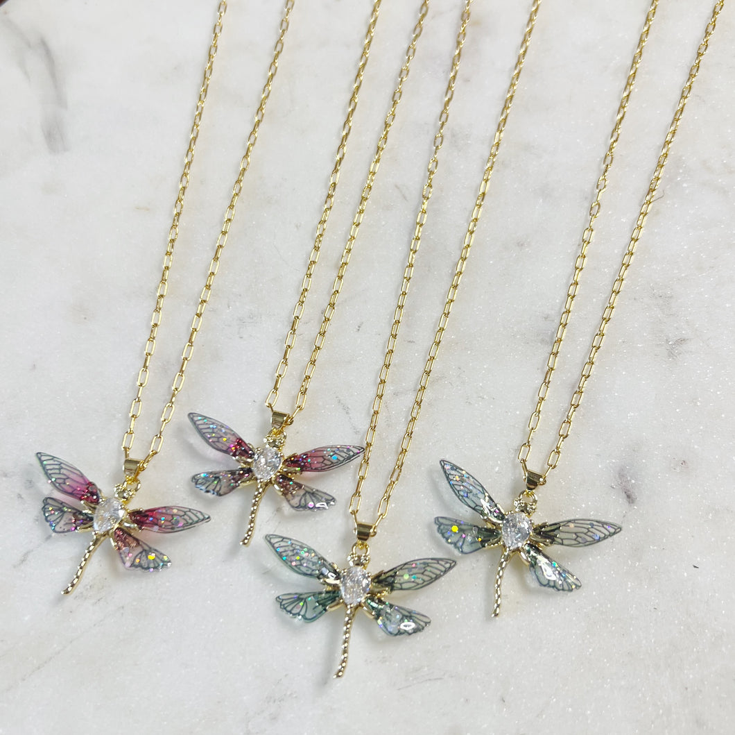 Dragonfly Pixie Necklace • 24k Gold Filled