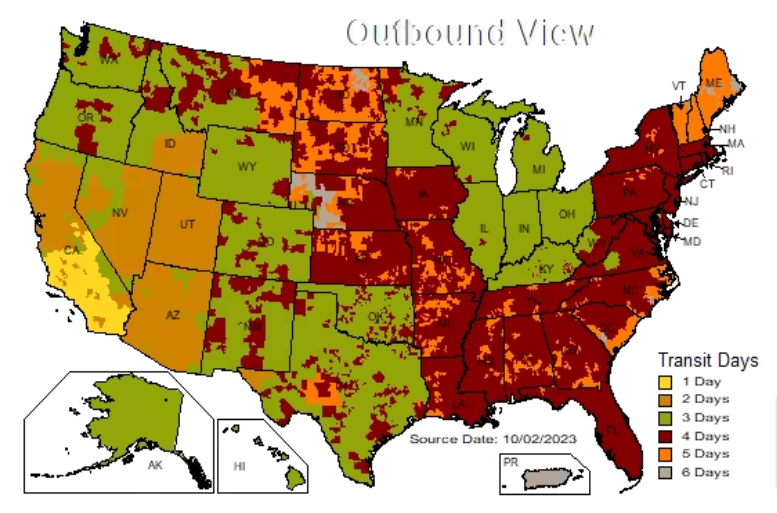 ups shipping map