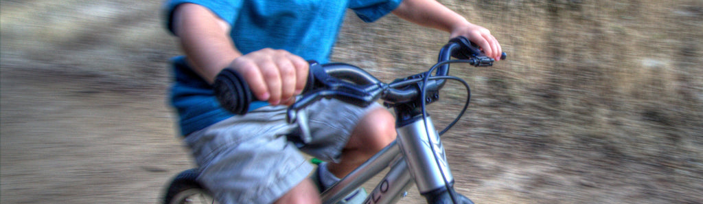 kids bike hand brake closeup