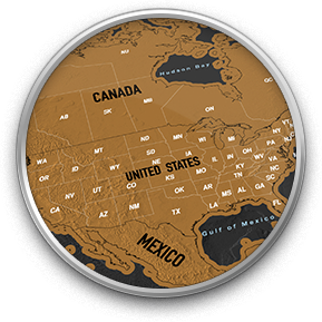 US States are outlined in the Earthabitats Scratchable world map