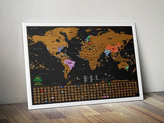Scratch off world map poster small frame