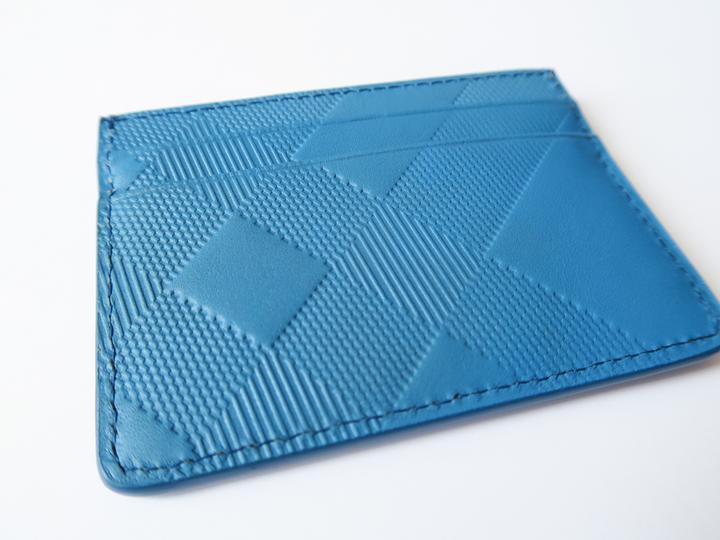 check embossed leather card case