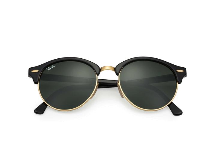 ray ban black with gold trim