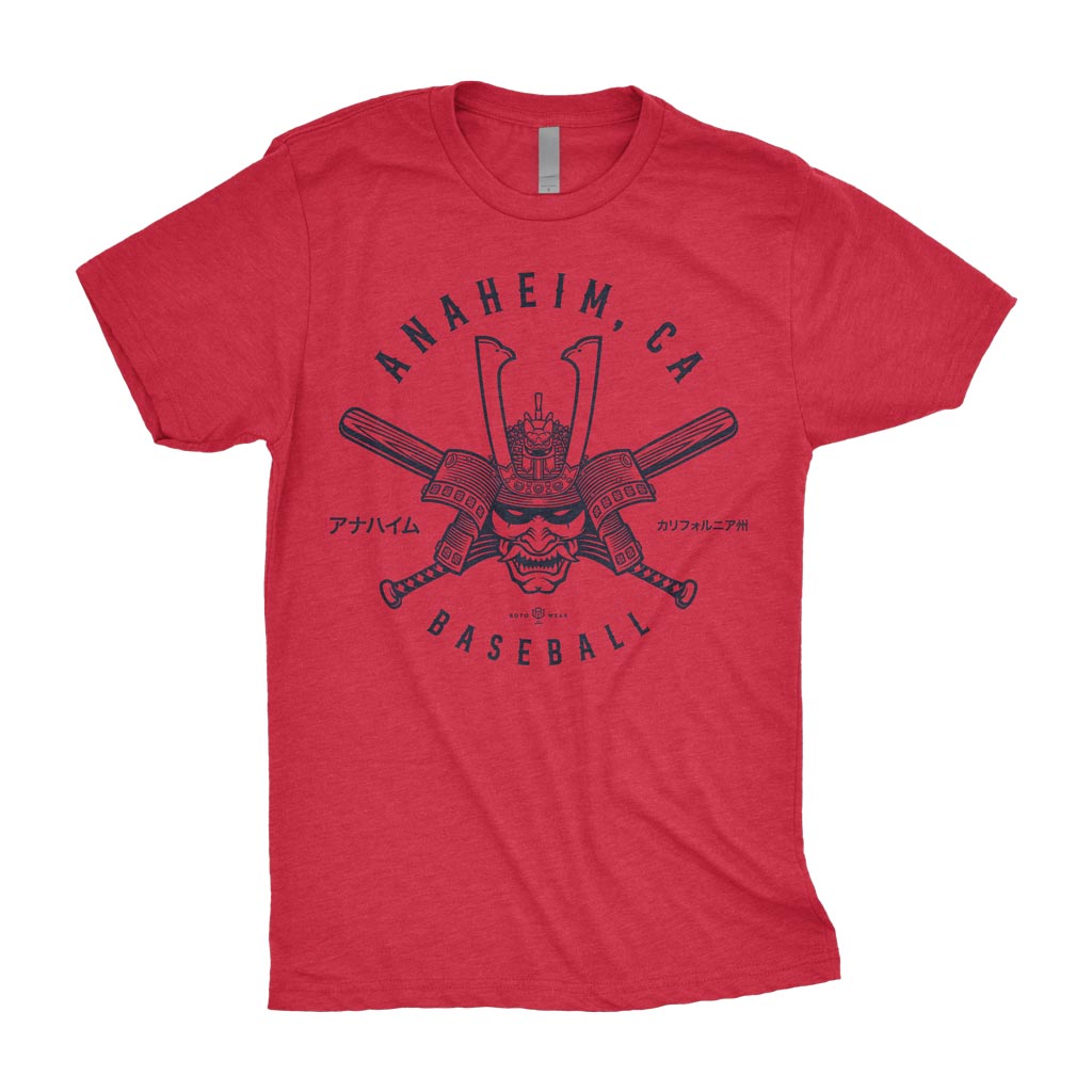 Anaheim Samurai Helmet Shirt | Los Angeles Baseball Angels Home Run Celebration Original RotoWear Design