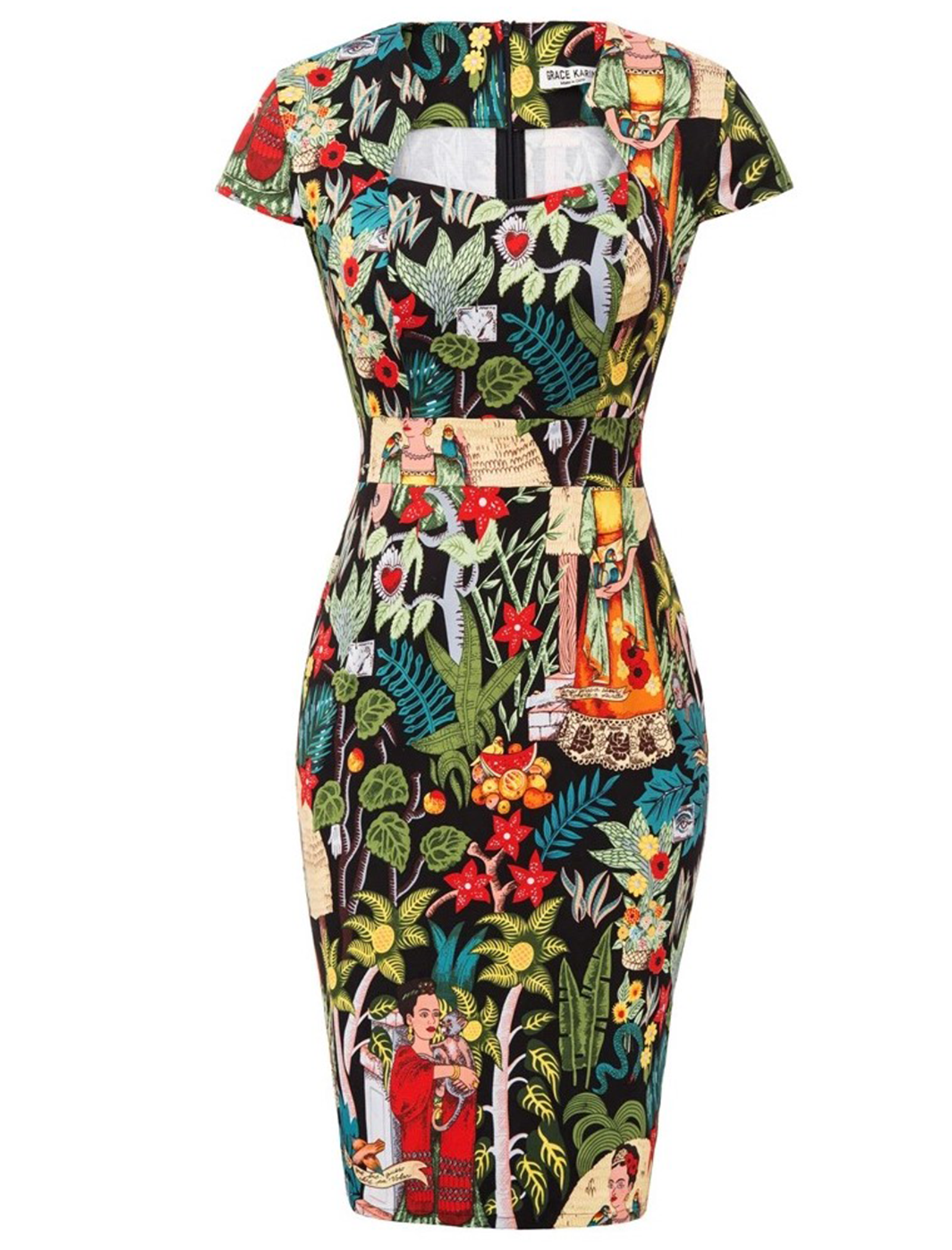 Limited Edition Frida Kahlo Wiggle Dress Ponyboy Vintage Clothing