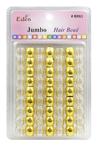 Bello Collection Jumbo Hair Beads-Clear/Gold #39900G