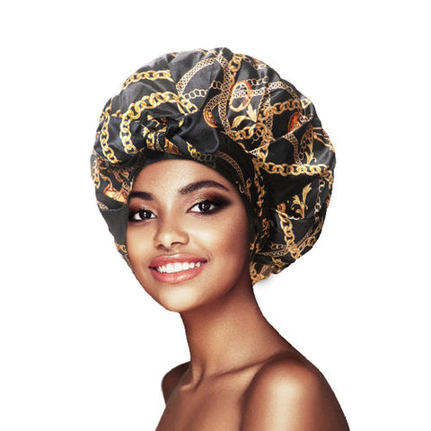 QFitt Lux Luxury Silky Satin Tie Bonnet One Size #7071 Afro