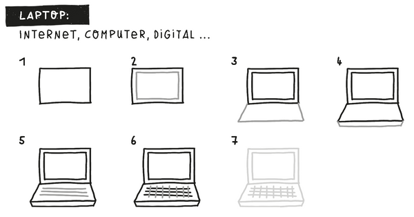 Laptop Internet Computer Digital Icon Zeichenanleitung