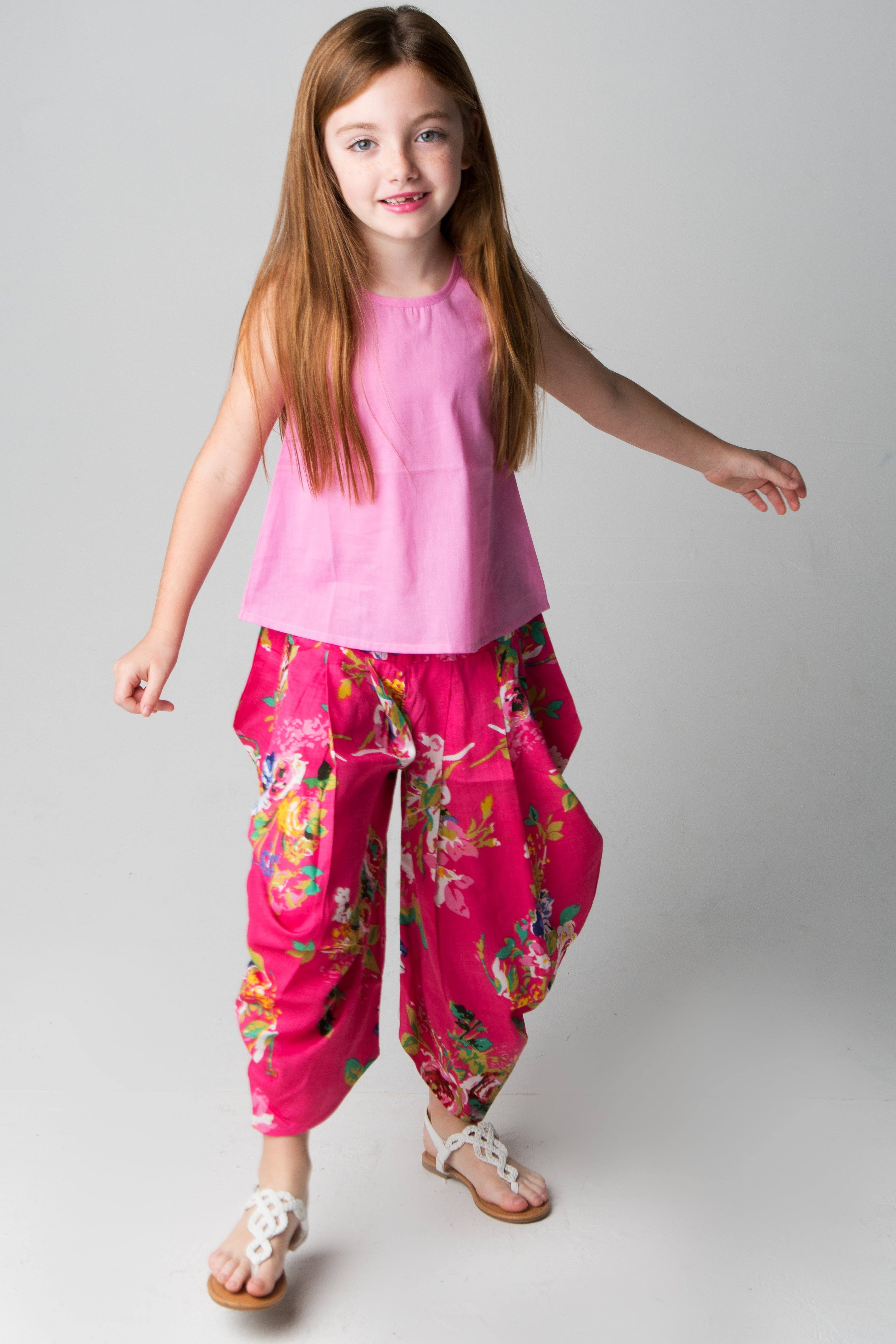 GO COLORS Girls Young Pink Harem Pants - Ages 2-14 Years (6-7 Years) :  Amazon.in: Clothing & Accessories