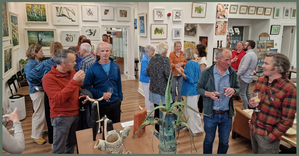 People at the opening of the Forest exhibition at the Spey Bank Studio