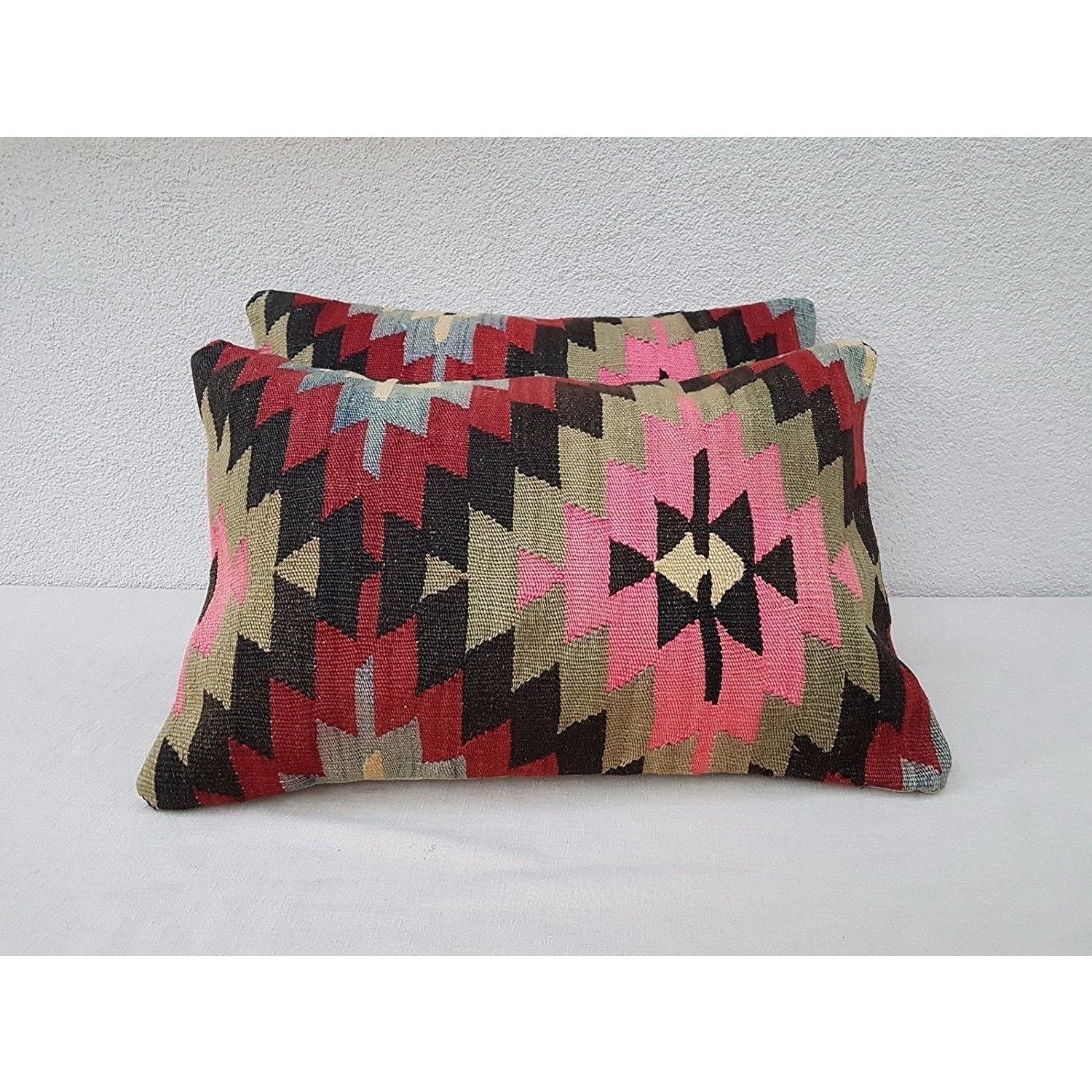 Extra Long Lumbar Red Floral Kilim Pillow Cover by Zencef Contemporary for  sale at Pamono