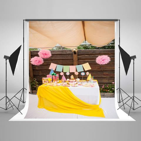 Birthday Party Background Cake Backdrops Pink Backdrops J04970