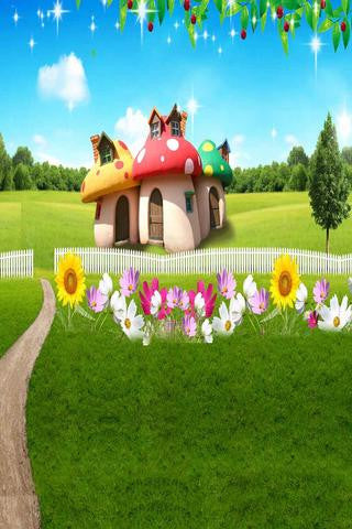 Baby Kid Backdrops Cartoon Fairytale Green Flower Garden Floral Backdrop N10182-E
