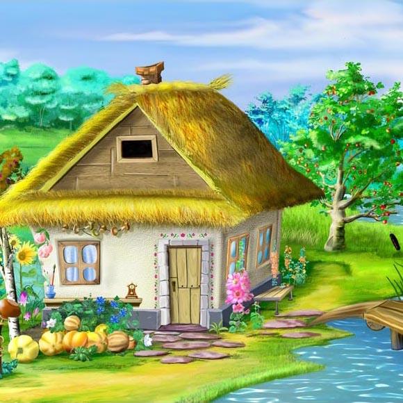 Kid Backgrounds Cartoon Fairytale Backdrops House Backdrops G-597