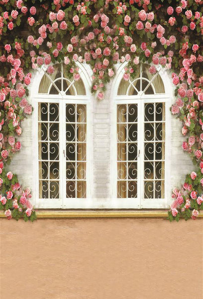 Pink Flower Window Studio Background Photo Backdrop IBD-246974 – iBACKDROP