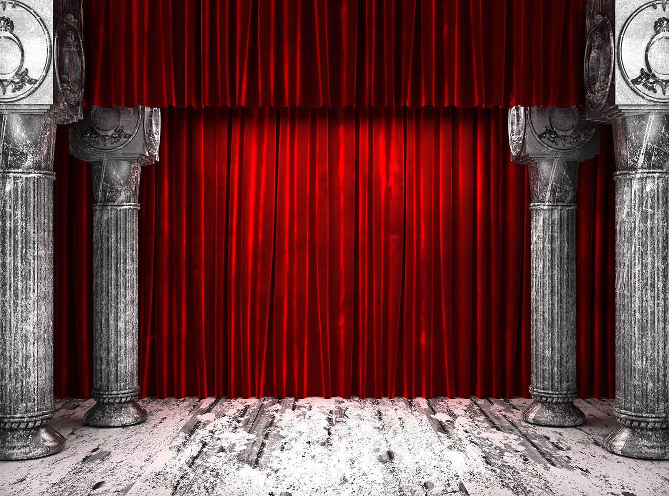 Red Fabric Curtain Background Photography Backdrop on Vintage Stage IB –  iBACKDROP