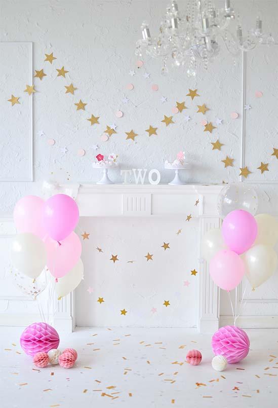 Birthday Party Background Cake Backdrops Pink Backdrop S-3082
