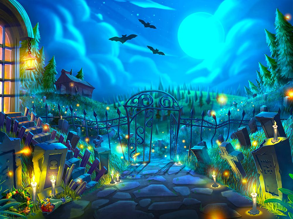 Festival Backdrops Halloween Animated Weird Village Background IBD-H19051 –  iBACKDROP