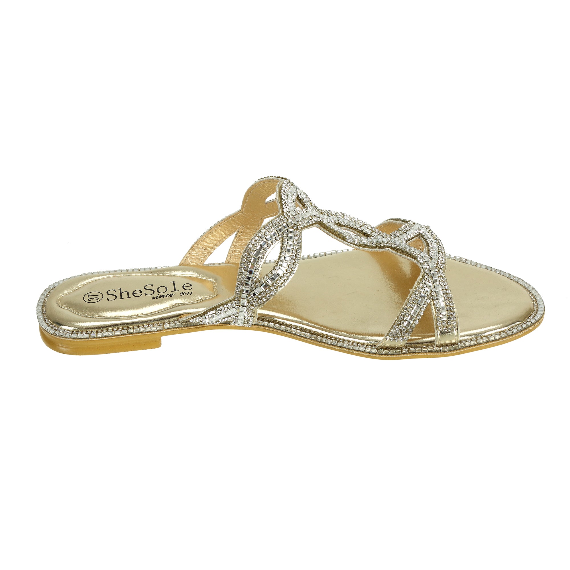 womens gold sliders