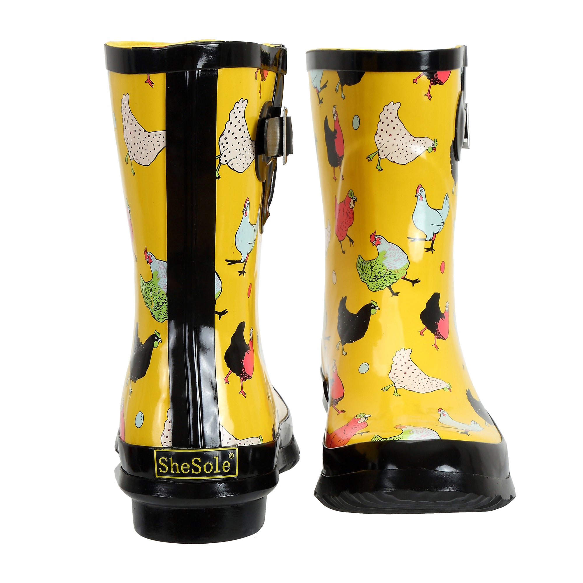 yellow chicken rain boots