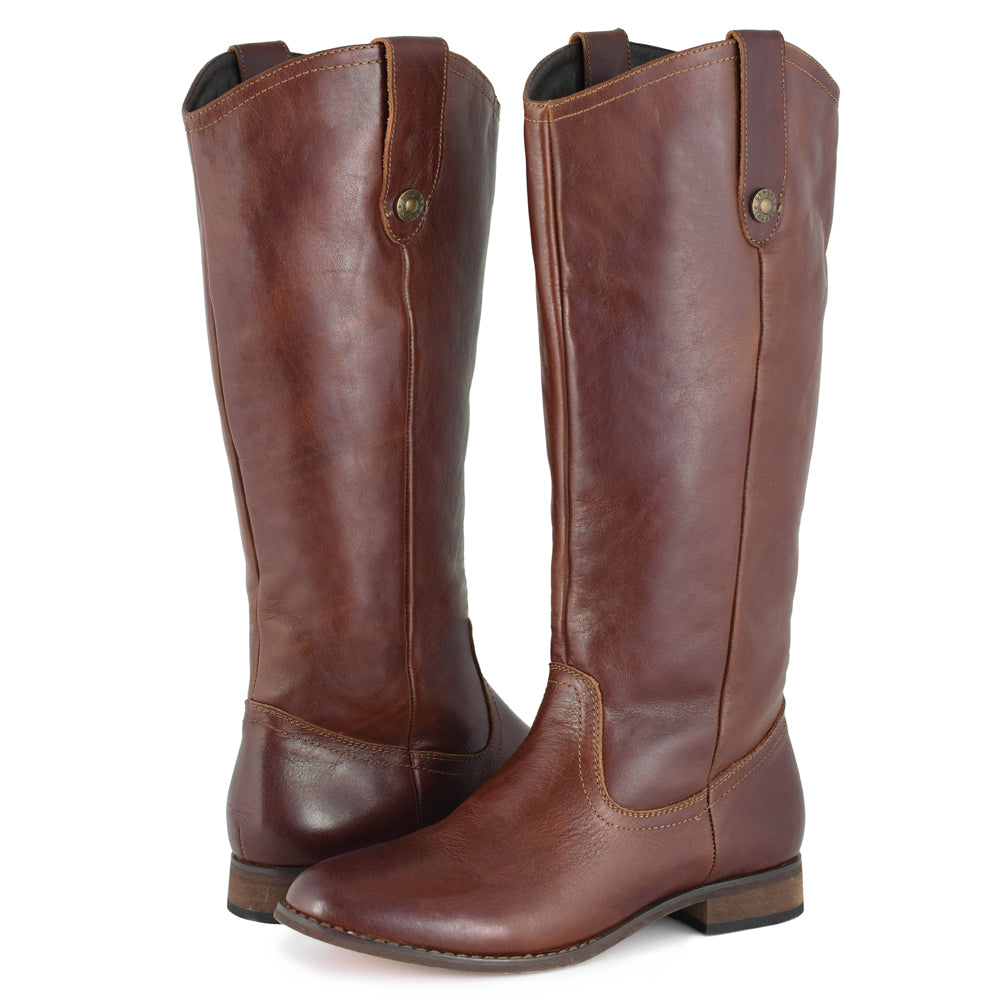 Womens Brown Knee High Cowboy Boots Brown | SheSole