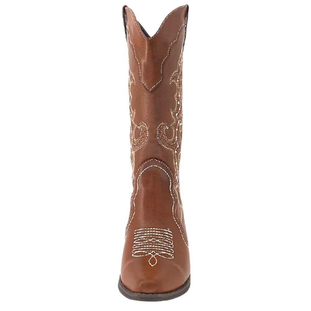 SheSole Women's Square Toe Cowboy Boots Brown | SheSole