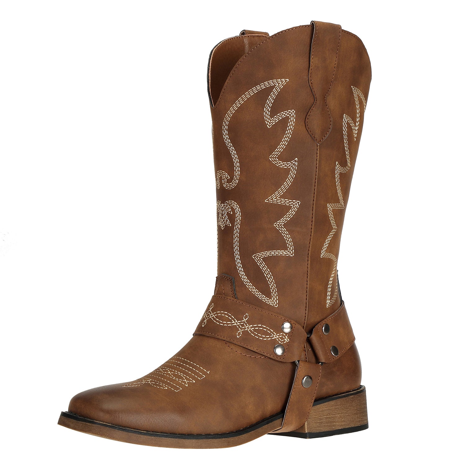 SheSole Women's Square Toe Cowboy Boots Brown | SheSole