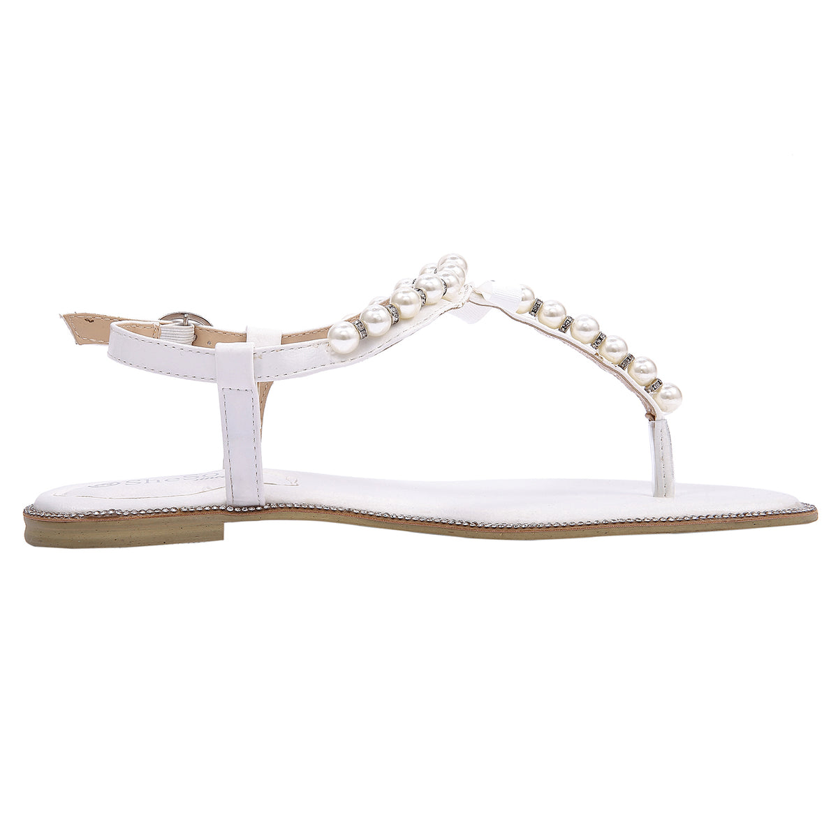 Shesole Women S Flat Beach Wedding Sandals Bridal Shoes Pearl White