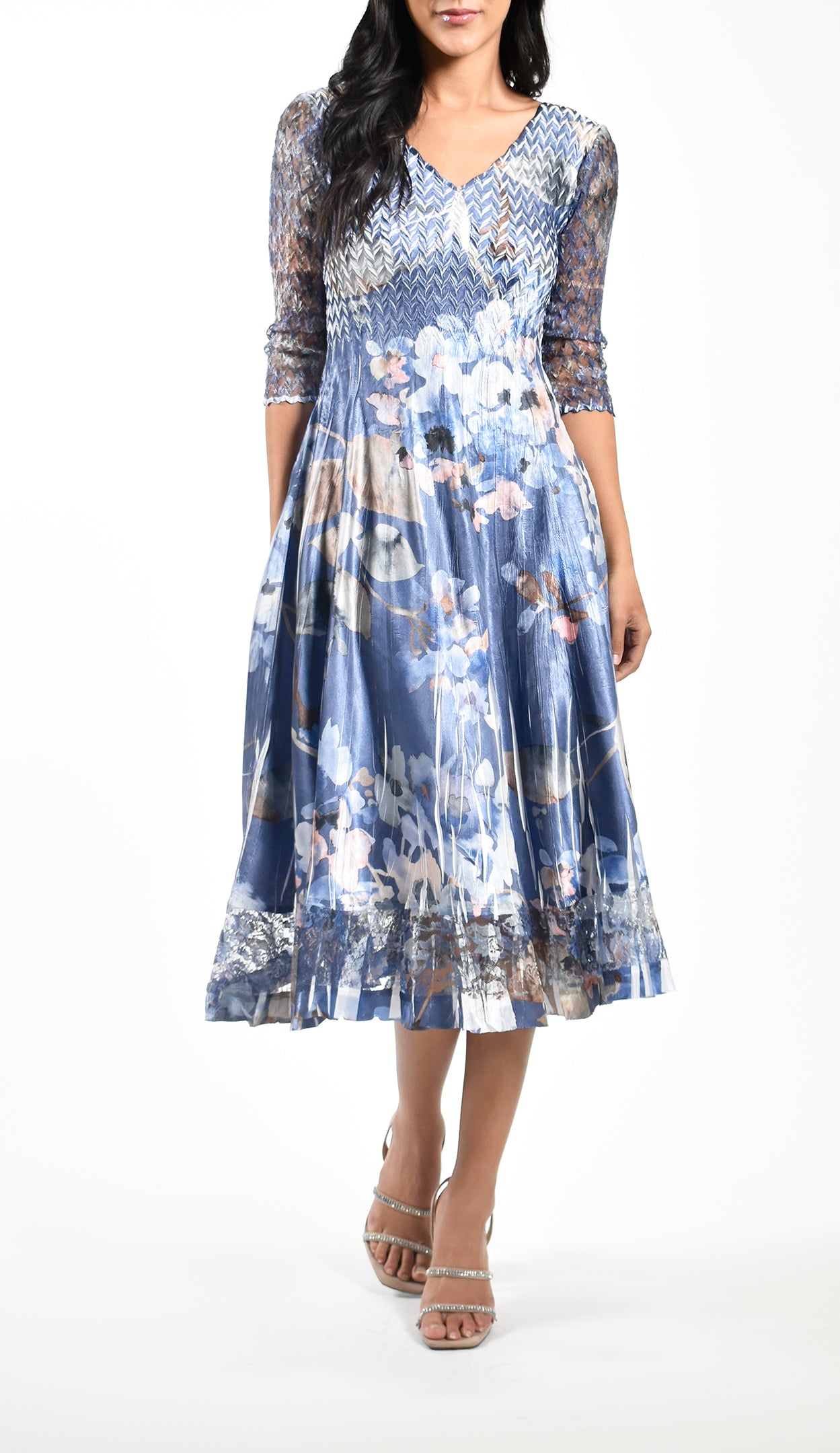 Lace Sleeve Charmeuse Dress - Komarov Clothing Official Site - Komarov ...
