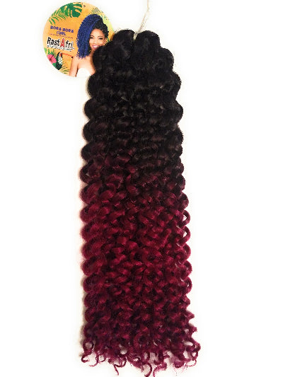 Braiding hair, Crochet hair, RastAfri Crochet Braid Bora Bora Curl, 1B/Fuchsia - Elise Beauty Supply