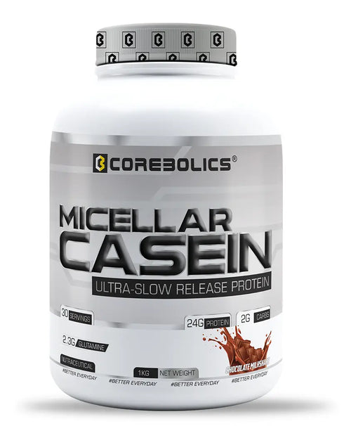 Corebolics Micellar Casein Ultra-Slow Release Protein (Chocolate, 1 kg, 30 Servings)